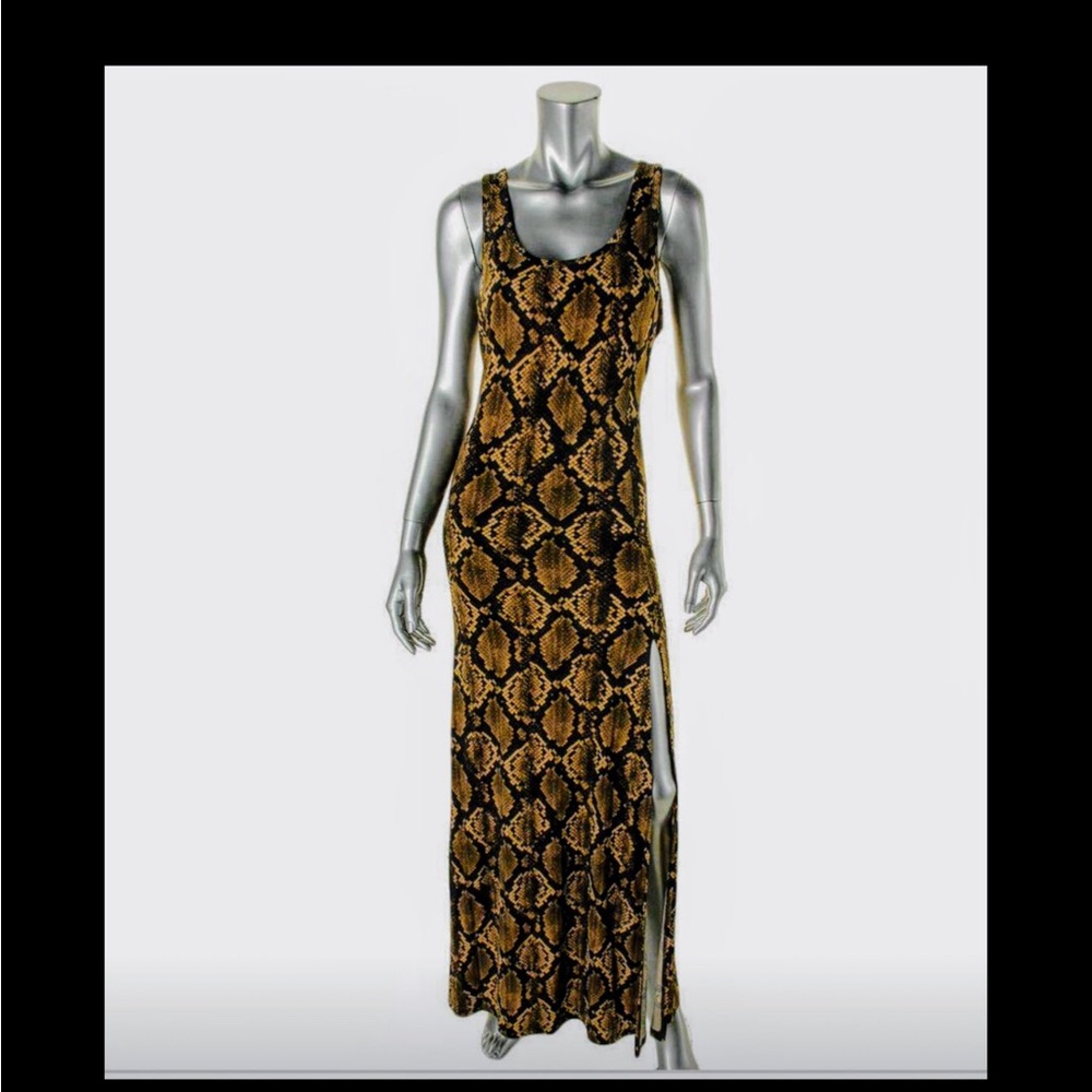 NWT $160 MICHAEL Michael Kors Taupe Snakeprint Maxi Tank Dress - XS